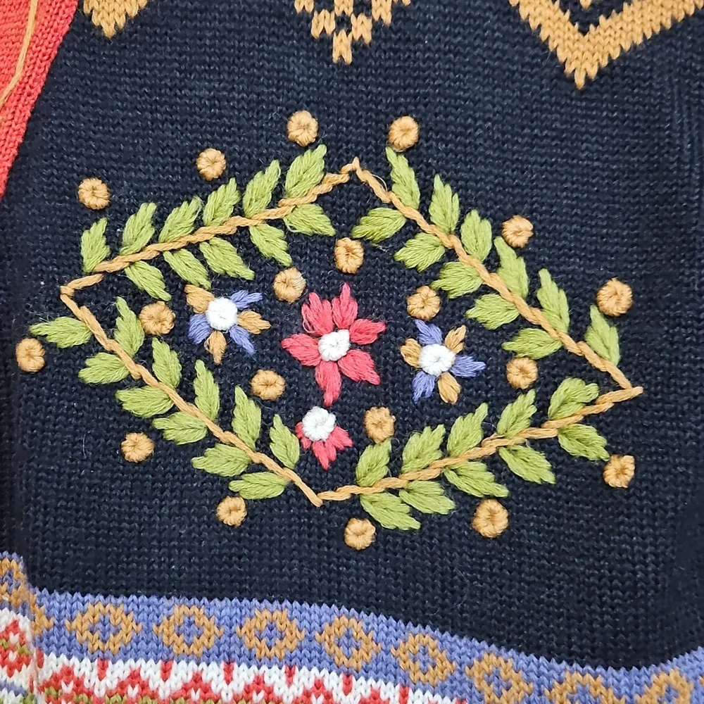 Vintage French Connection embroidered cardigan size medium